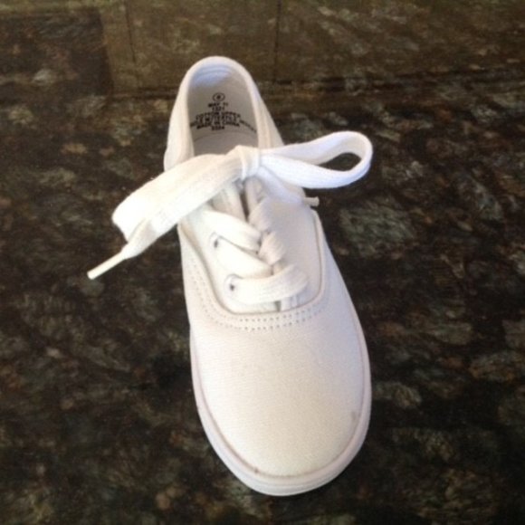 WHITE CANVAS TIE CLASSIC SNEAKERS Decorate! Size 2 - Picture 2 of 4